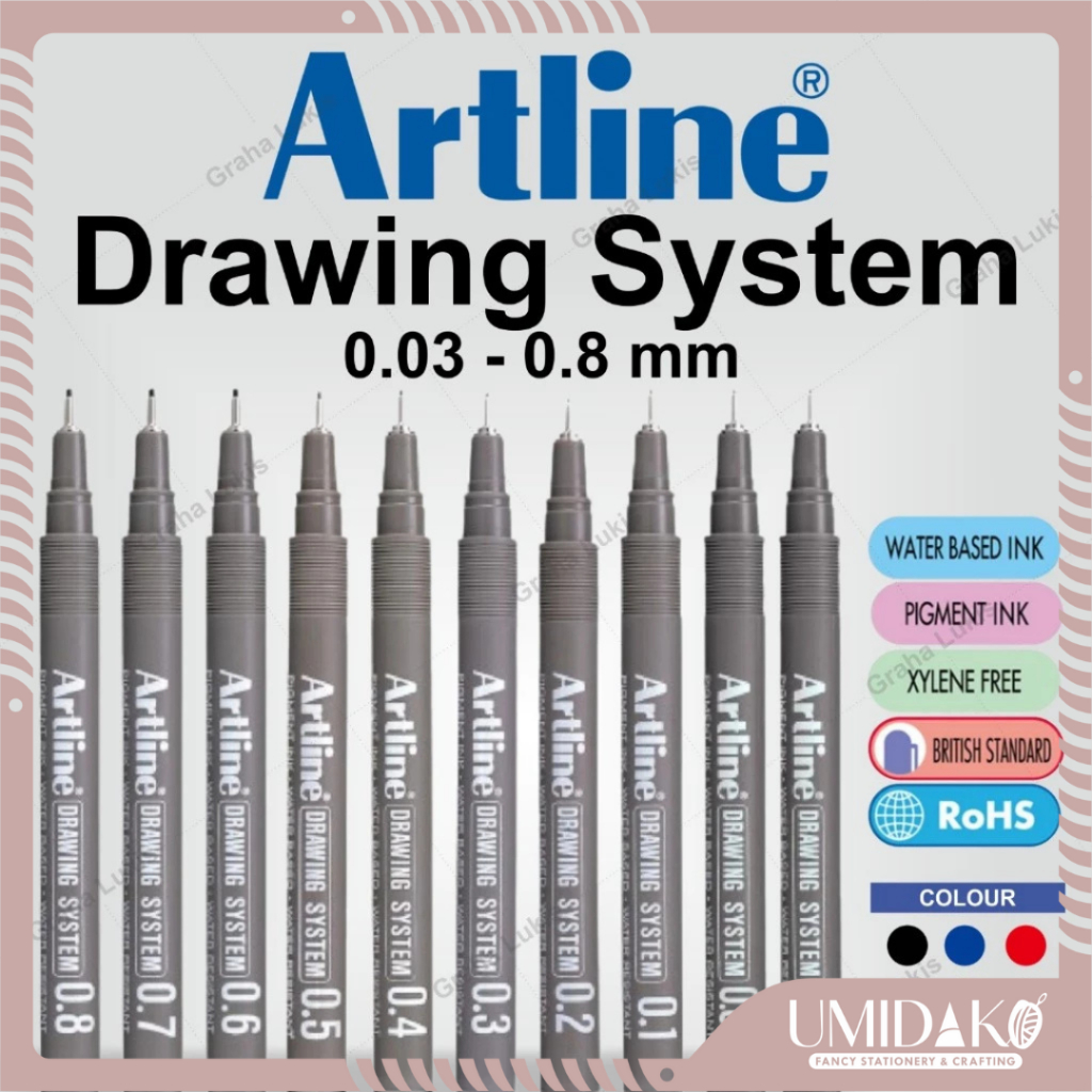 

[UMIDAKO] Artline Drawing System Black (0.1 - 0.8) | Drawing Pen Artline