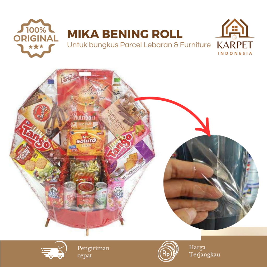 

Plastik Mika Bening Lentur 35 M Untuk Meja Bungkus Parcel Lebaran Tebal 0,05mm