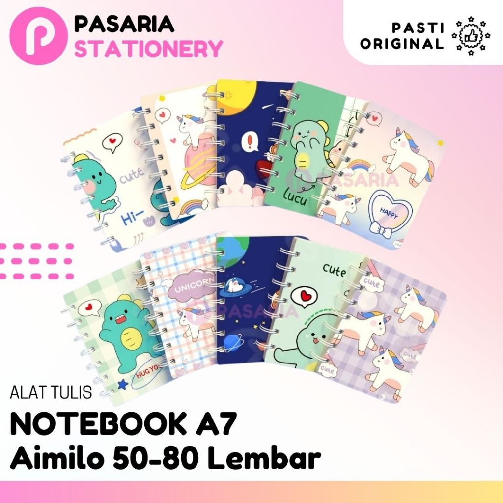 

Buku Catatan Aimilo Notebook Mini A7 Buku Kecil Note Book 50/80 lembar Stationery