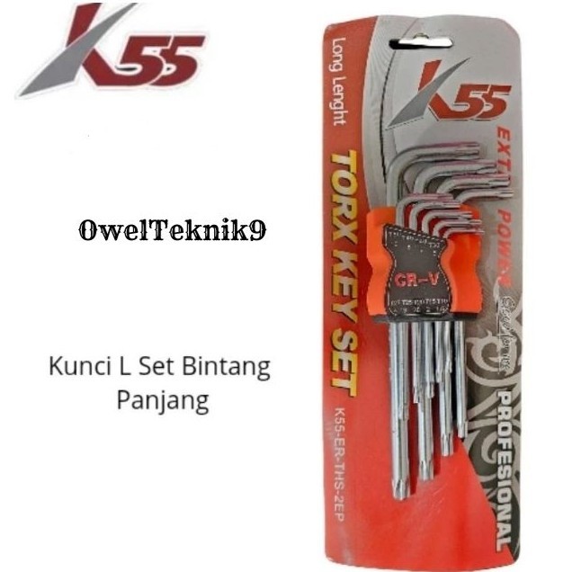 OwelTeknik9 - Kunci L Set Bintang Panjang 9 Pcs K55/K55 Torx Key Set 9 Pcs
