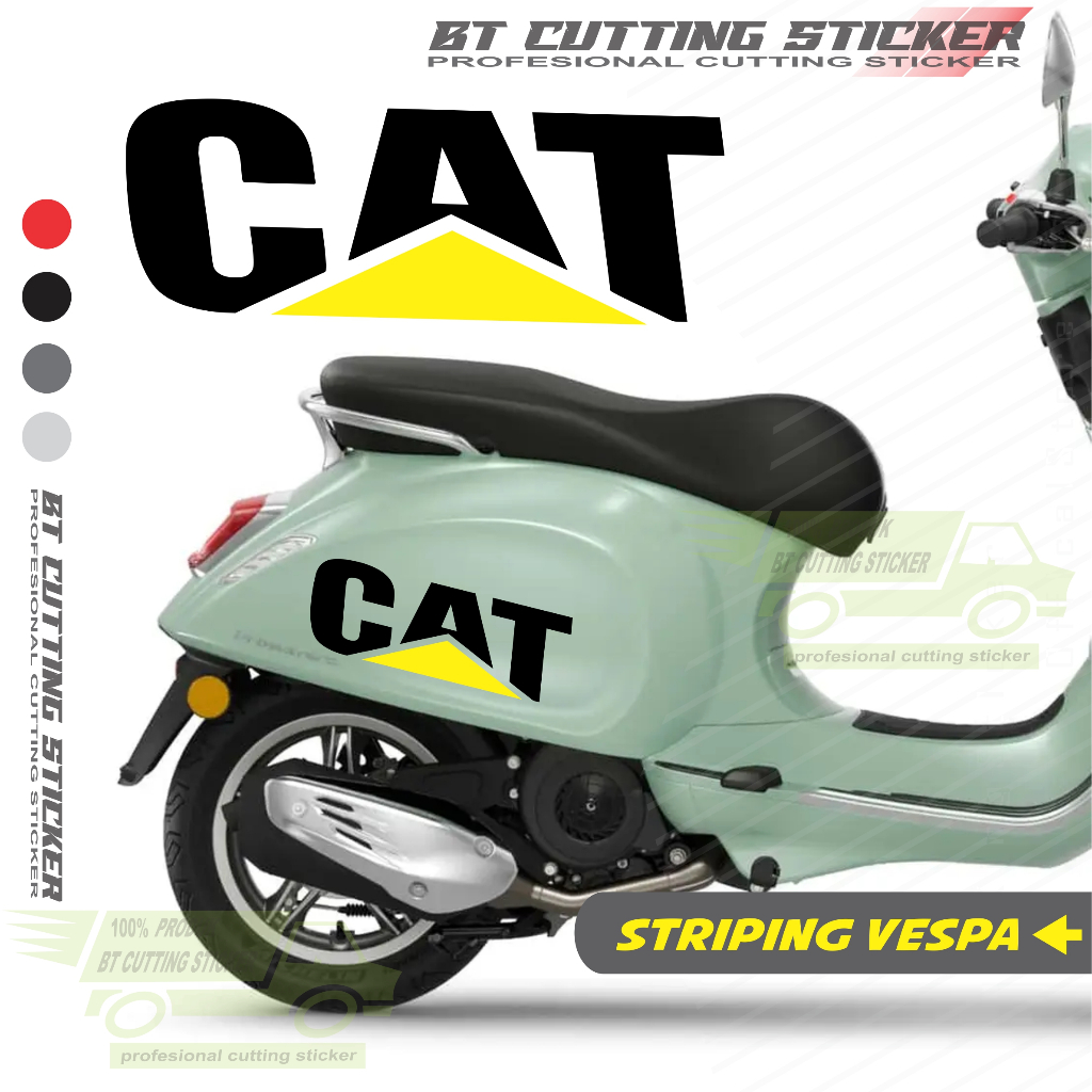 VPA4 Sticker motor vespa / stiker model Excavator CAT / sticker motor vespa matic