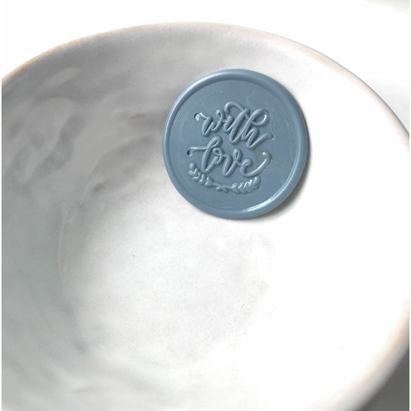 

(CLG) With Love 6 - 1 Pcs seal wax coin sticker siap pakai ready stock (Include double tape) / souvenir pernikahan / accesories / calligraphy / journaling / undangan / hampers