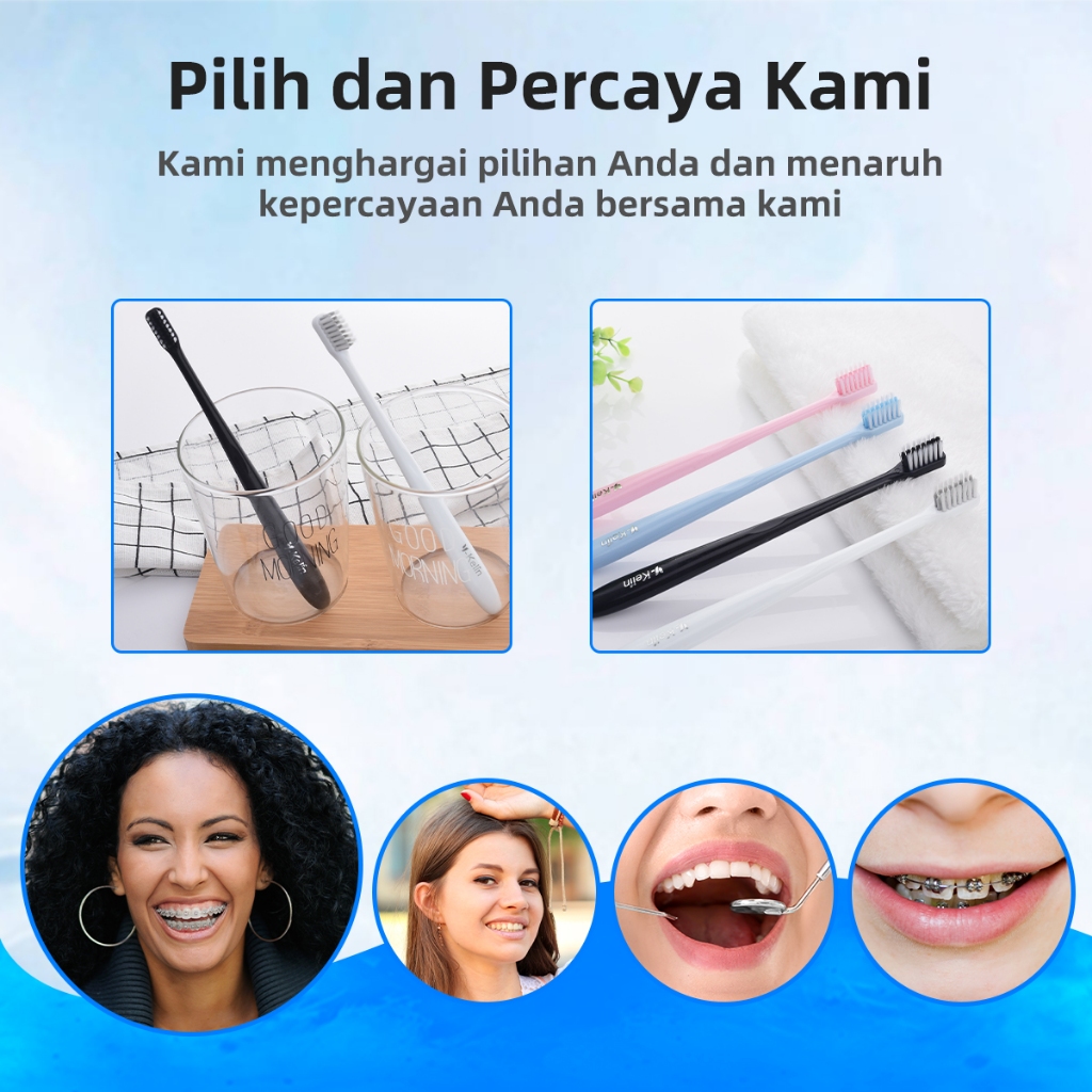 SIKAT GIGI BEHEL DENGAN BULU BERBENTUK V - ORTHODONTIC BRUSH V SHAPED