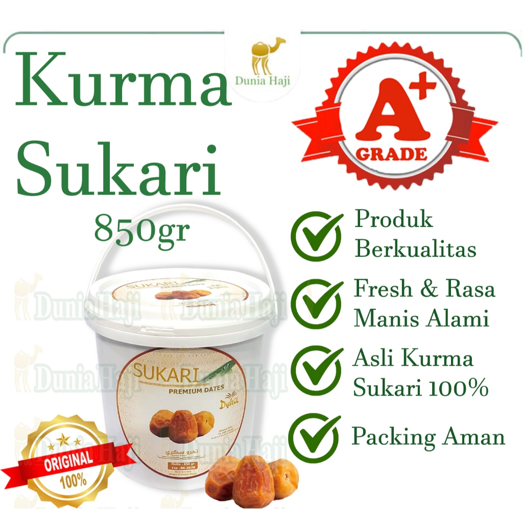 

Kurma SUKARI Ember Al-Qossim 850 GR/ Sukkari Ember Kurma Raja Premium Kualitas 100% SUPER PREMIUM