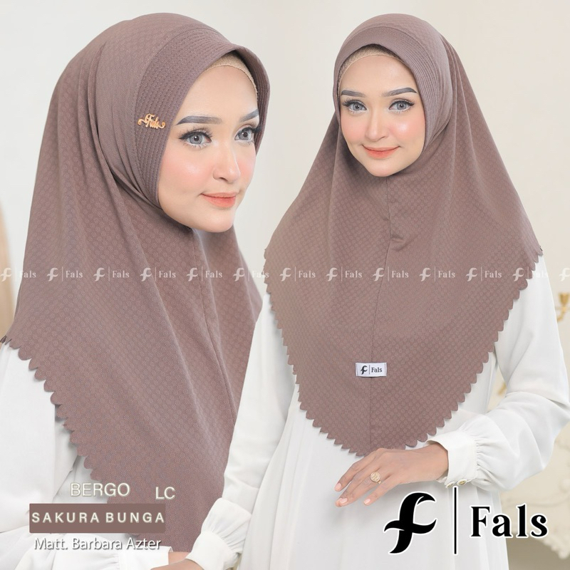 Indahcollection.ic - Hijab / Bergo { SAKURA BUNGA FALS } - Laser Cutt - Motif Timbul - Barbara Azter