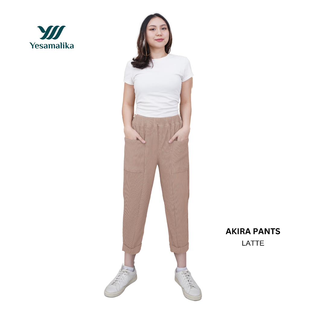 YESAMALIKA AKIRA Pants | Celana Wanita 7/8 Bahan Kaos Corduroy Spandex Size Reguler & Jumbo