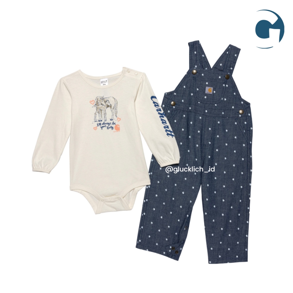 Carhartt, Bodysuit and Chambray Overalls Set
