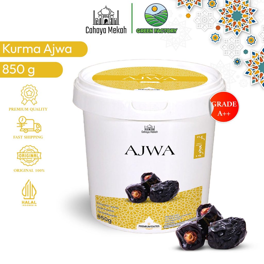 

Cahaya Mekah Kurma Ajwa Kurma Nabi Ember 850 g Premium Original High