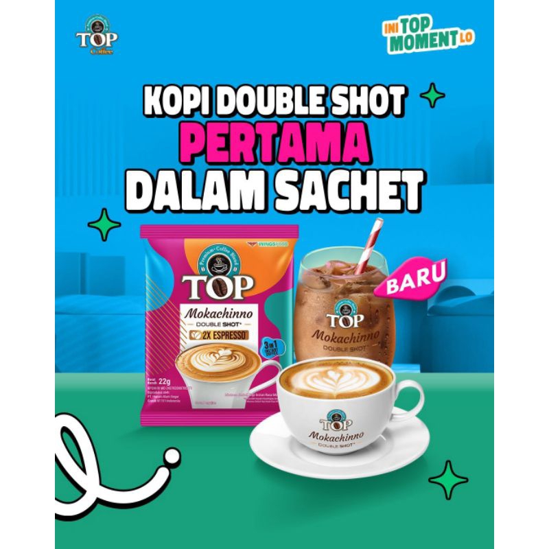 

Top Coffee Kopi Instan Mokachino Double shot 15 × 22 gr // top coffee // wings