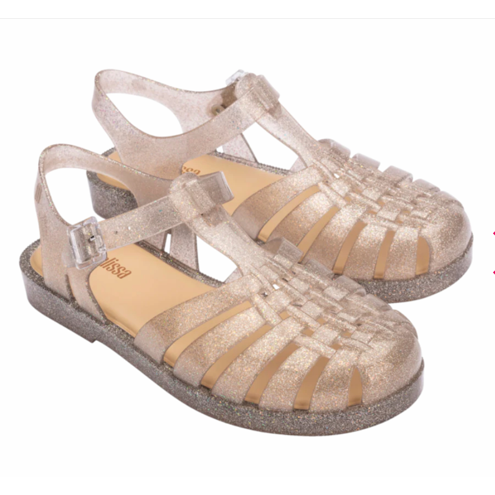 Sepatu Sandal Wanita Melissa Possession Shiny Ad Beige Silver Glitter