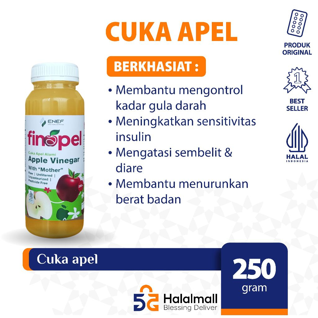 

FINAPEL Cuka Apel Original Untuk Kesehatan Bantu Kontrol Gula Darah, Menyehatkan Jantung & Cocok Untuk Program Diet
