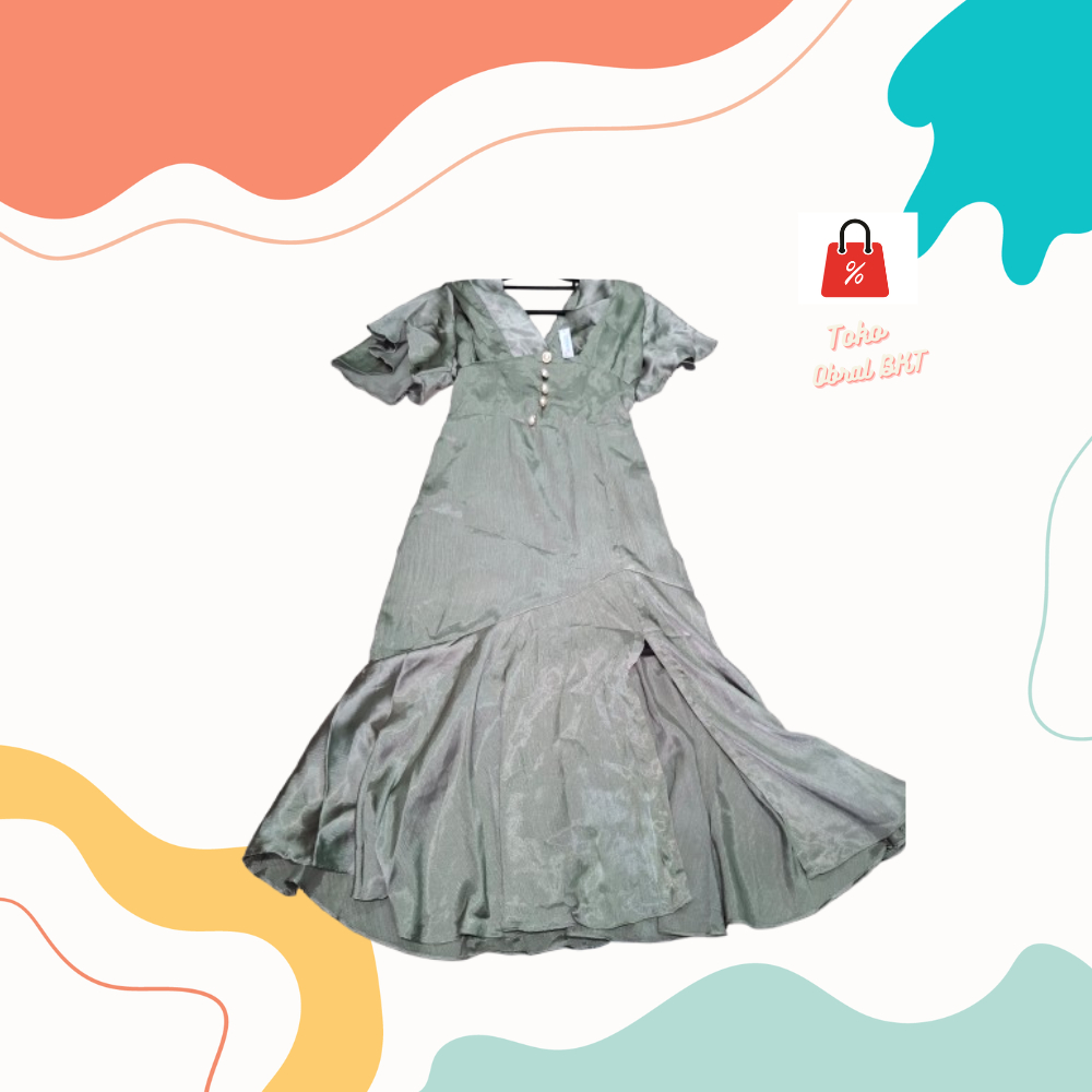 Baju Dress Silk Flare Silk Maxi - Sage