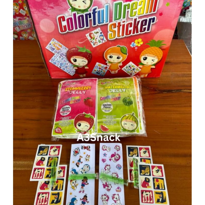 

Jelly aneka rasa buah extra colourfull dream stiker 1 pack isi 30