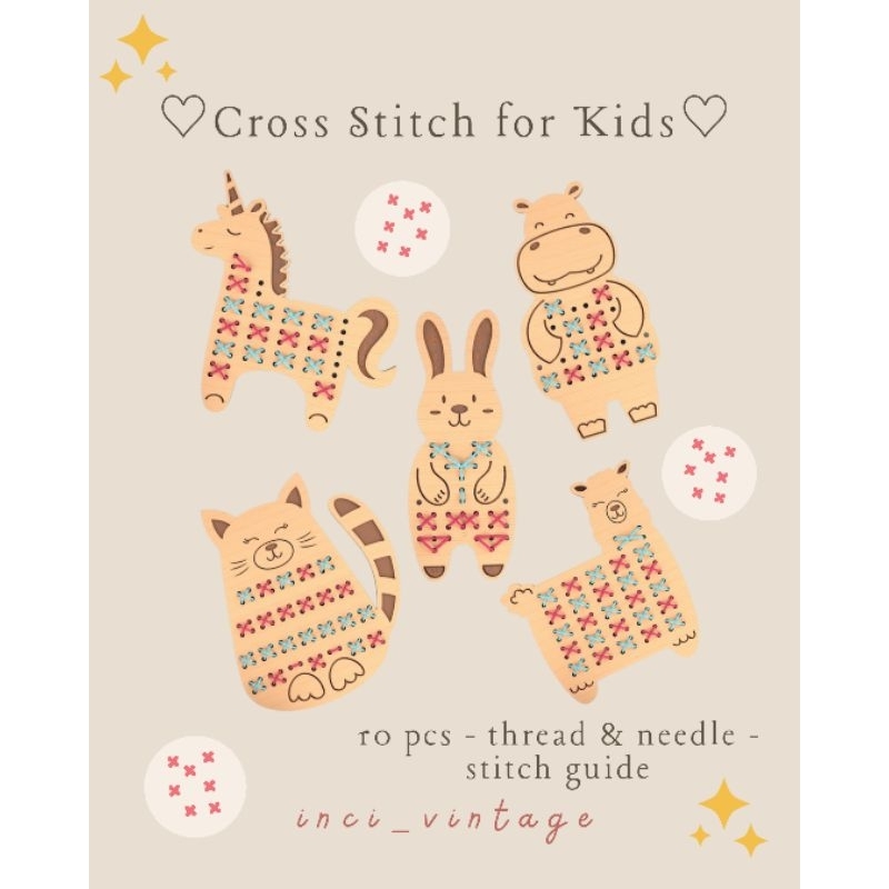 (10 PCS) Cross Stitch Anak Embroidery Menyulam Kristik Edukasi Montessori