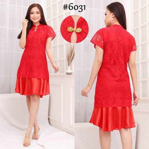 Baju Cheongsam Wanita Dewasa Dress Shanghai Imlek Sincia Remaja Merah Mini Maxi Murah Cewek Gaun