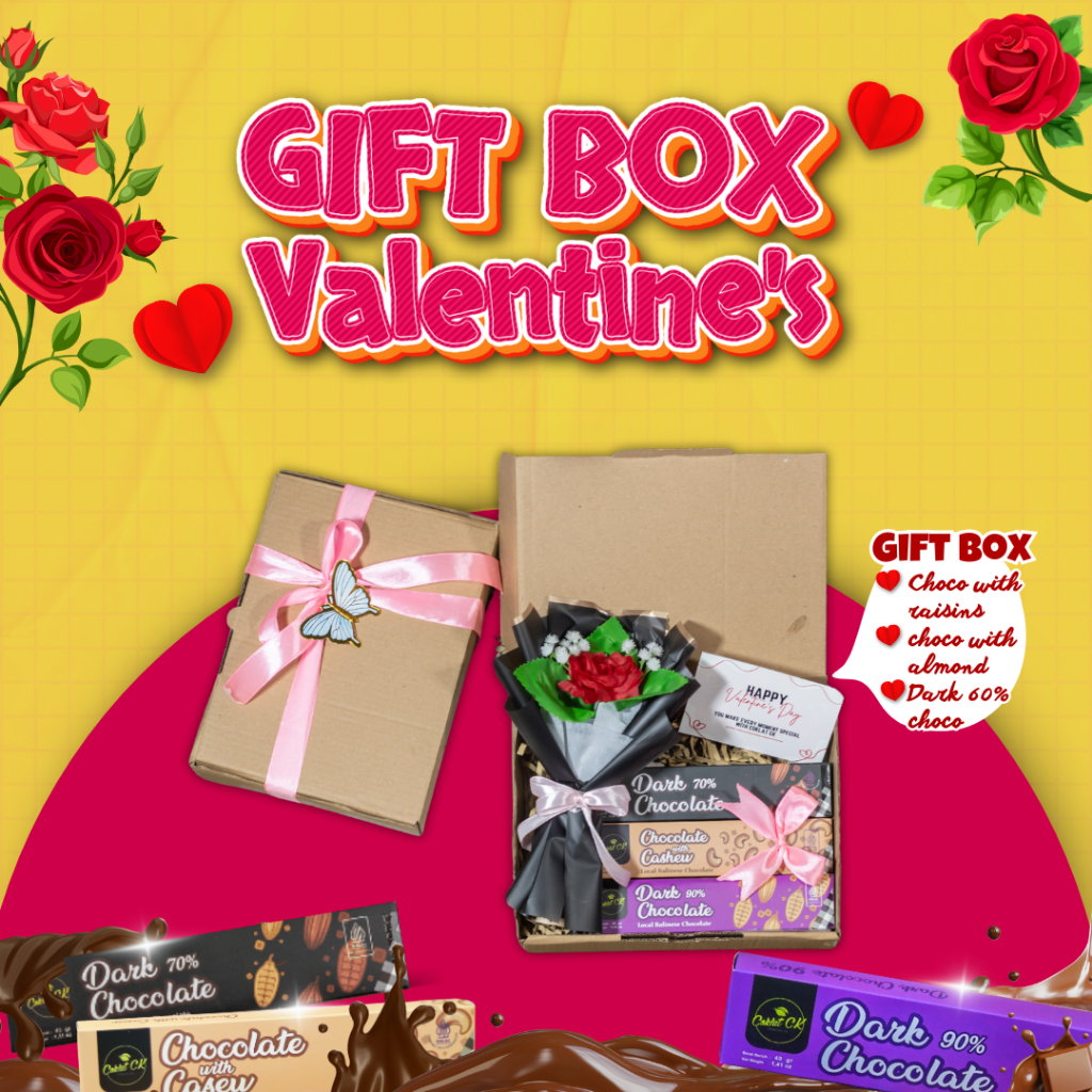 

Coklat CK - Gift Box Valentine's Dark Chocolate 70% Cokelat 90% with Almond Choco