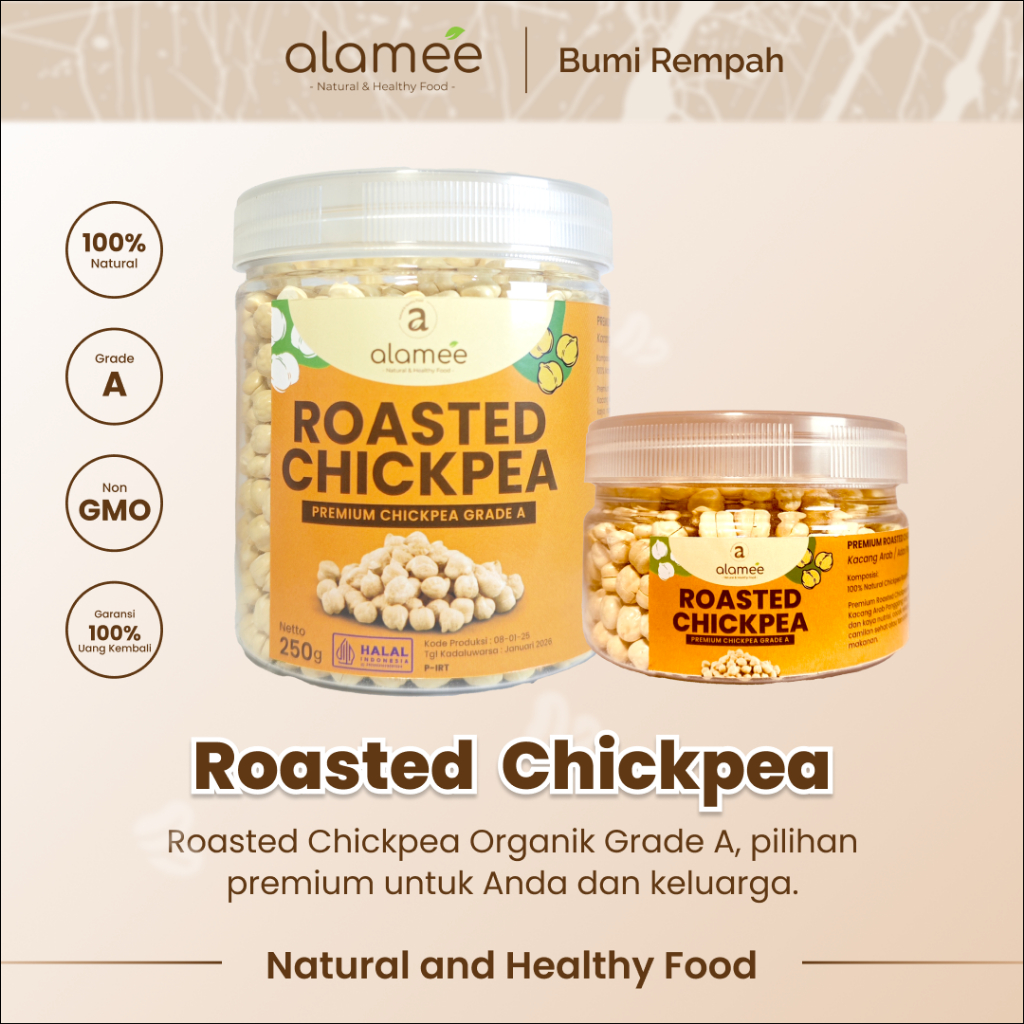 

ALAMEE Kacang Arab Panggang Roasted Chikpea Kacang Adas Gurih Matang Siap Makan PREMIUM 250gr