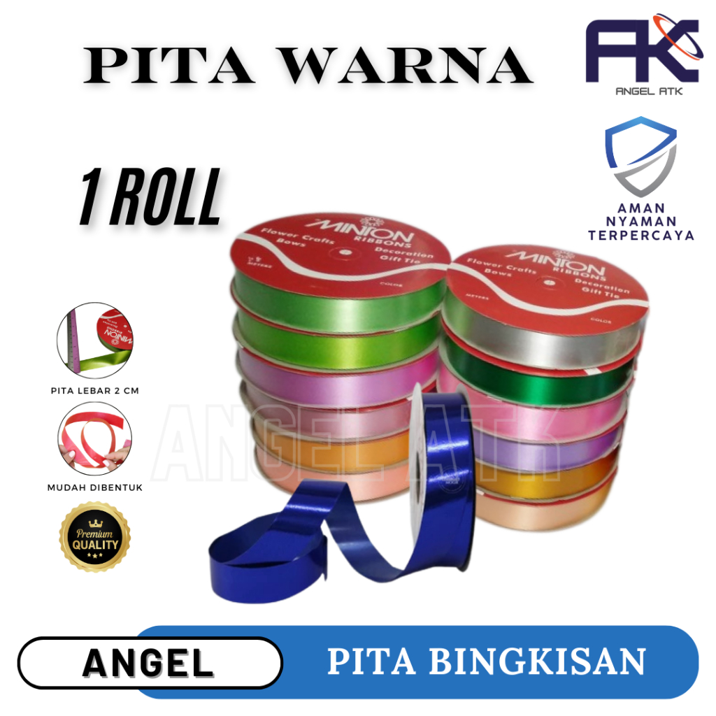 

Pita Kado Variasi / Pita Kado 3/4 / Pita Kertas Plastik 2 Cm / Pita Ribbon Warna / Pita Hadiah bungkus / COD / Atk Blessing