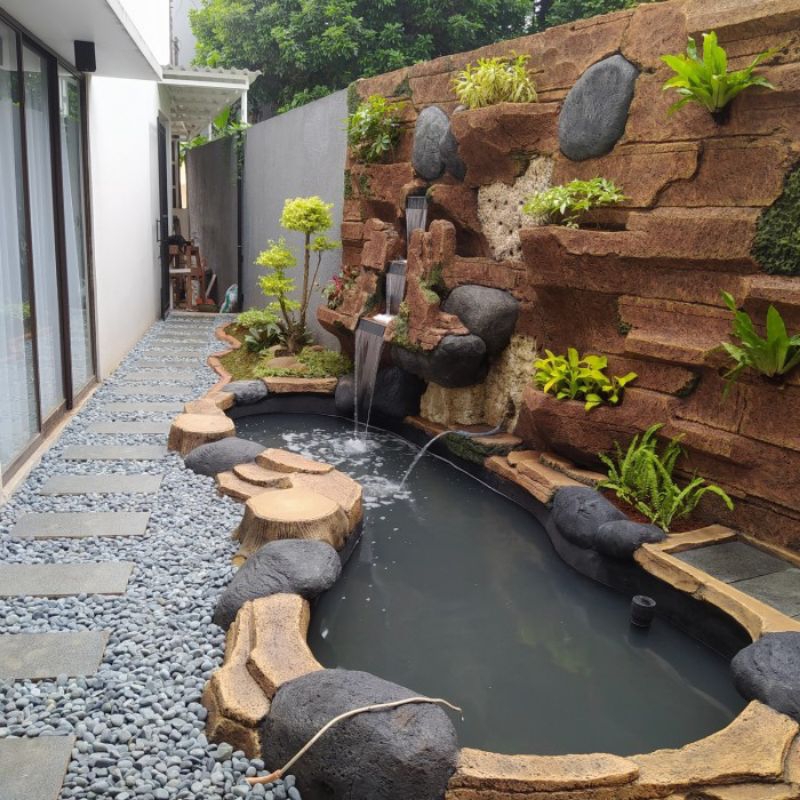 Taman kering+relief tebing batu injak