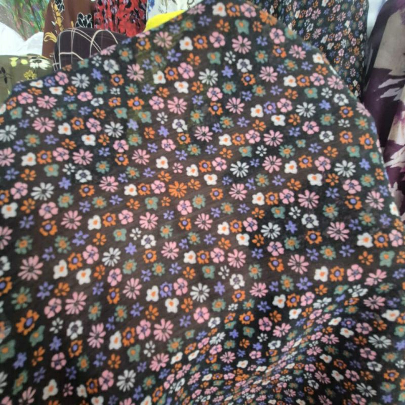 KAIN SIFON KRINGKEL MOTIF BUNGA KECIL  - KAIN SIFON MOTIF KEMBANG KECIL - BAHAN KAIN MOTIF BUNGA KEC