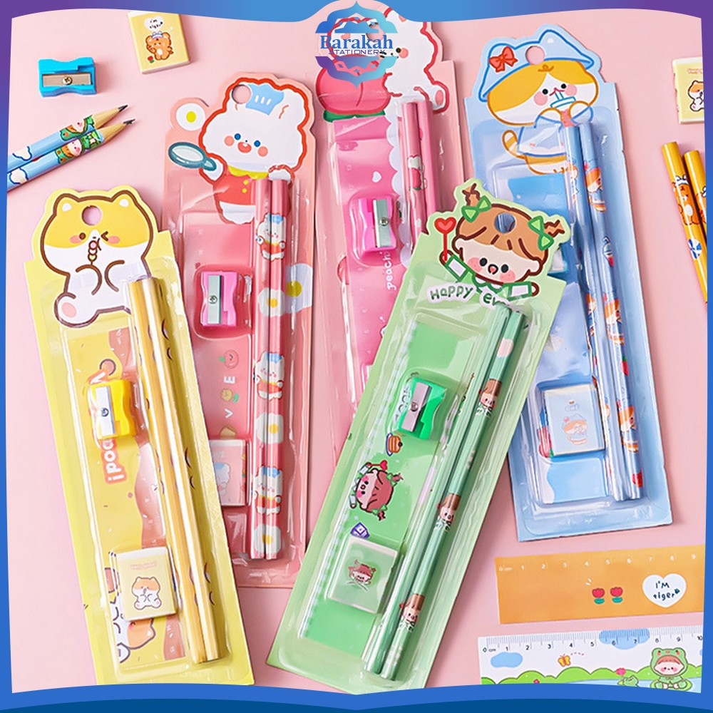 

Set Stationery Sekolah Pensil Set Anak Karakter Kartun Lucu / Alat Tulis Sekolah Anak Penghapus Penggaris Pencil Set Import Barakah Stationery A71