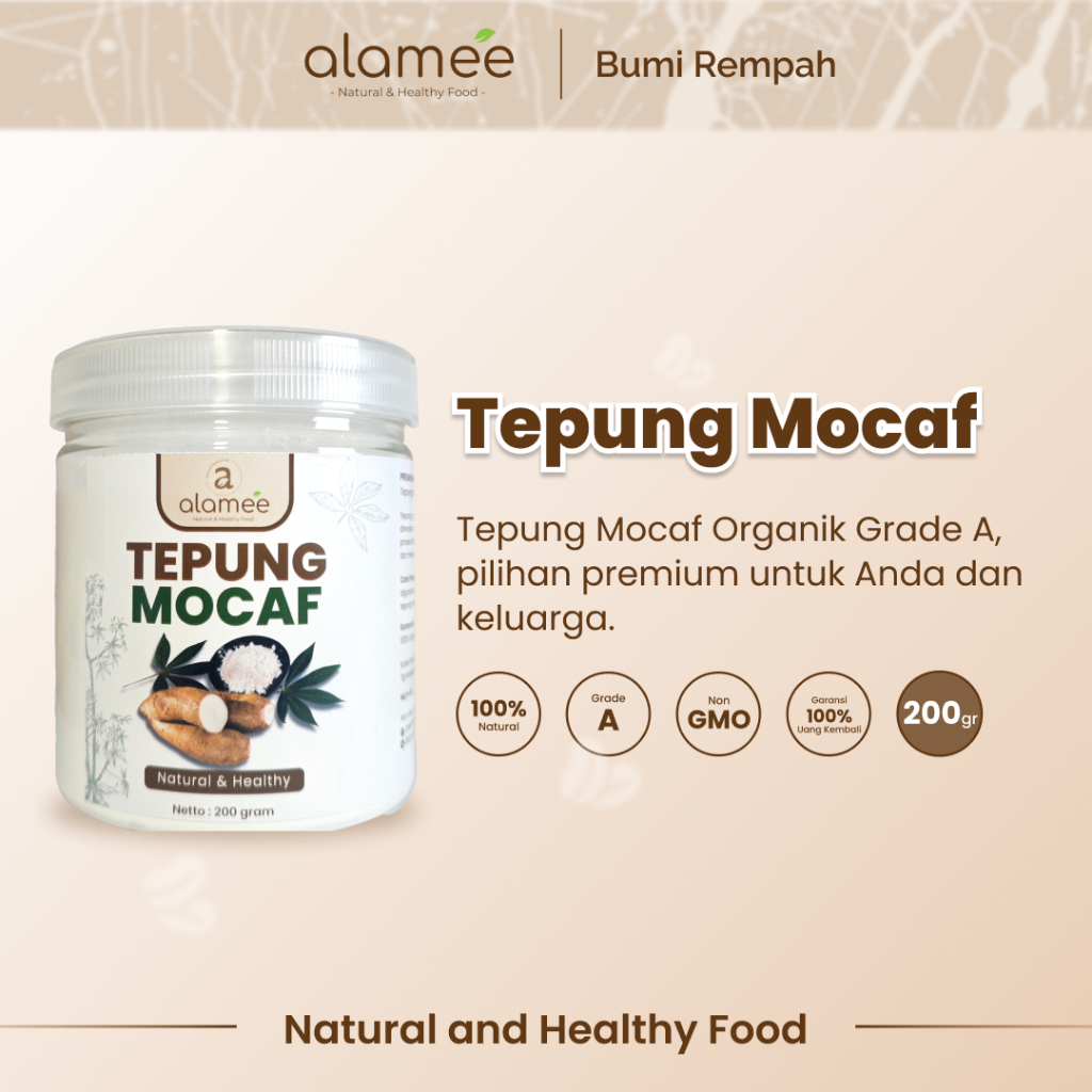 

ALAMEE Tepung Mocafine Gluten Free Tepung Singkong Sehat Rendah Gula High Fiber 200gr