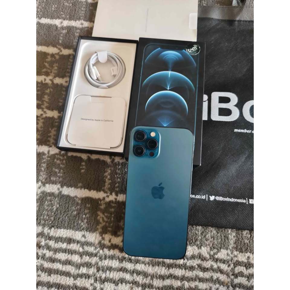 Iphone 12 Promax 128GB ibox Pacific Blue Fulset Original