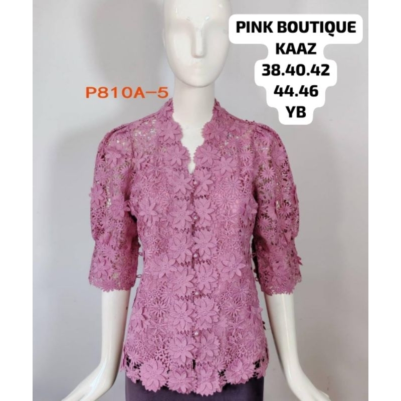 Atasan Kemeja Pink Butik Premium Import Bangkok Atasan kancing Depan Blouse Brokat