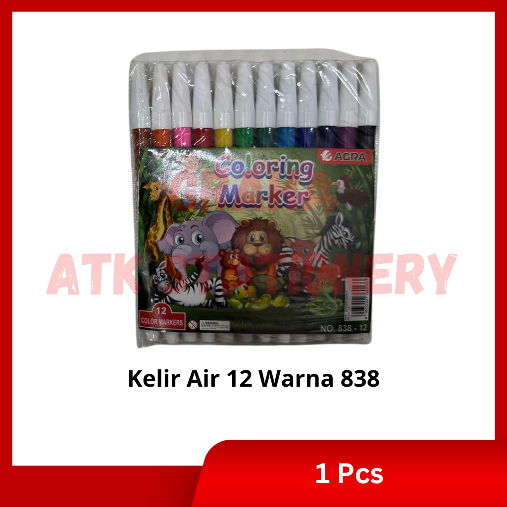 

[1 Set] Spidol 12 Warna Murah 838 Panjang / Kelir Air / Colour Pen Marker 12 Warna Murah 838 Panjang