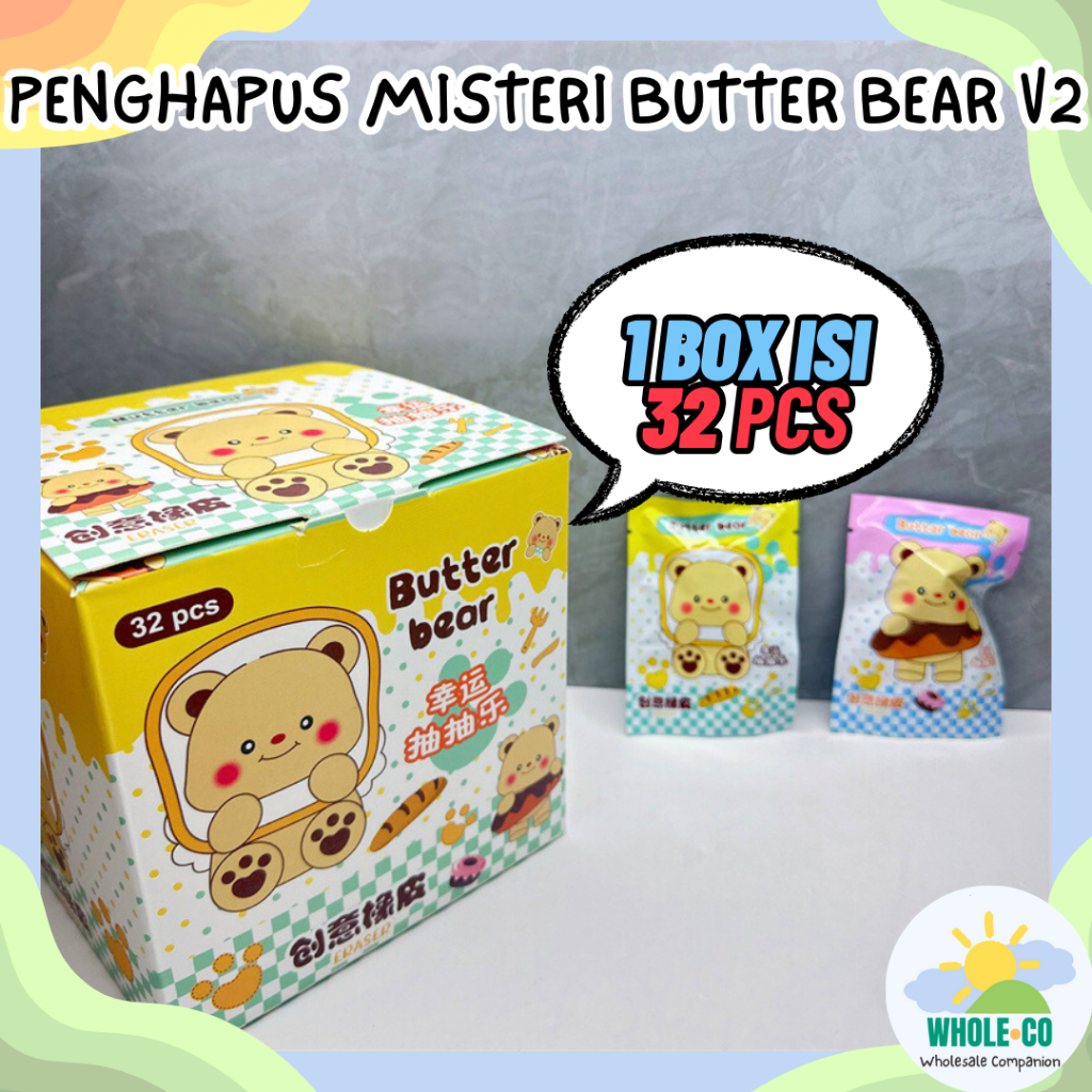 

(1 Box Isi 32 Pcs) Penghapus Misteri Butter Bear Versi 2 Premium Beruang Kuning Madu V2 Roti Blind Box Lucu Unik Imut Termurah Grosir Cod