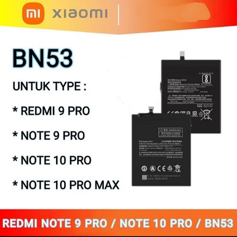 BATERAI Mi BN 53 BATREI REDMI NOTE 9 PRO/NOTE 10 PRO
