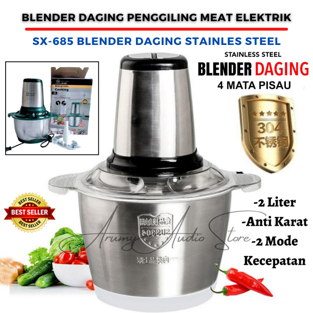 Best Promo Blender Daging Stainless Steel Chooper Sx-685 | Blender Stainless Steel Penggiling Daging