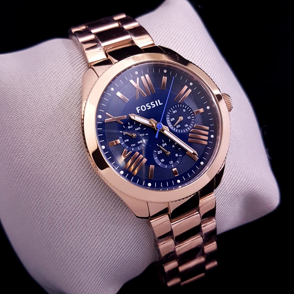 Jam Tangan Wanita FL AM4566 Ce*ile Multifunction Navy Dial Rosegold Steel