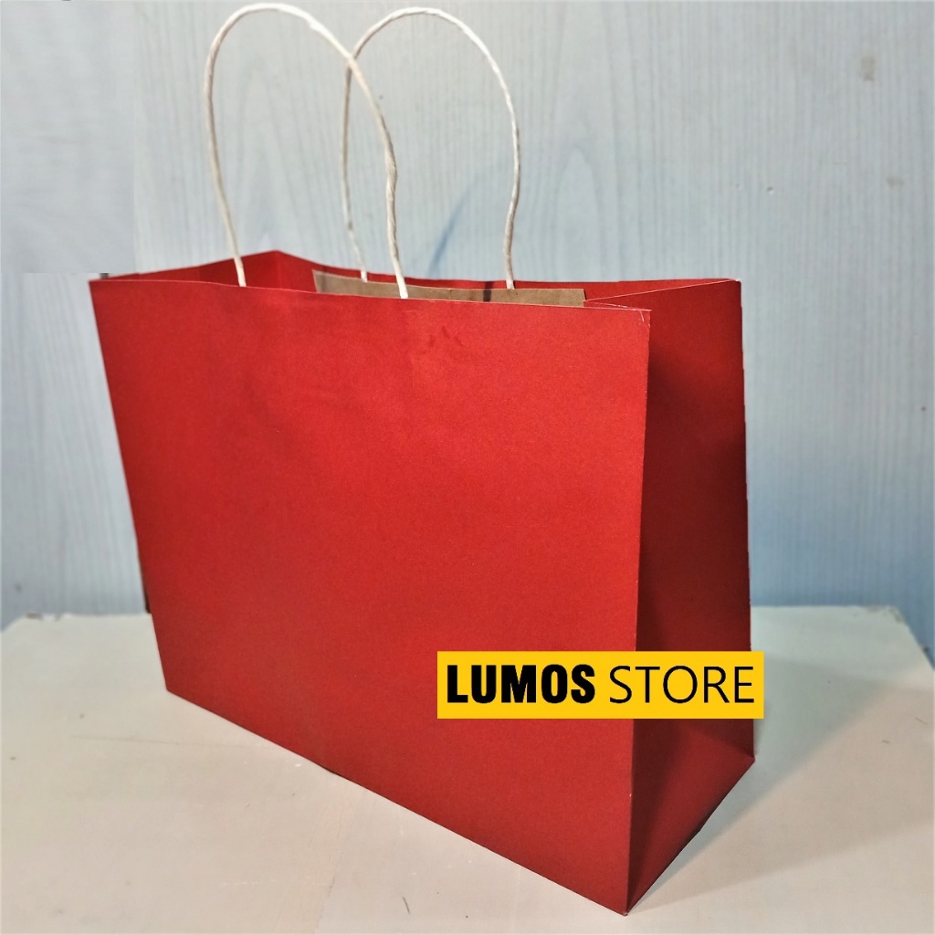 Paper bag kado merah pastel polos