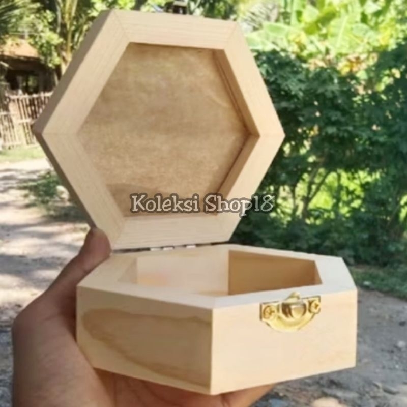 Ringbox Rustic Hexagonal | Tempat Cincin Box Mahar Pernikahan Dan Seserahan