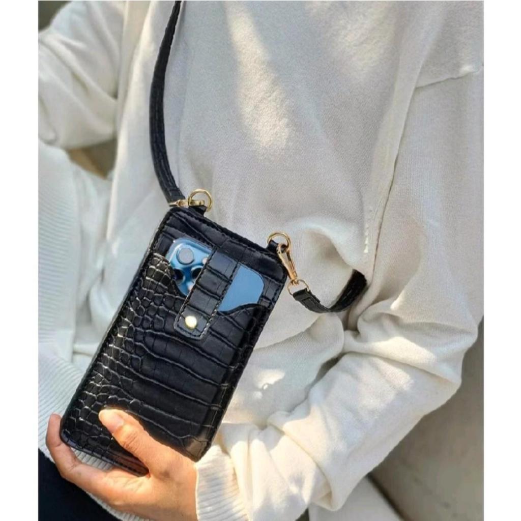 Tas handphone terbaru/tas handphone+cermin/hpcroco/Tas selempang wanita/Tas handphone+cermin