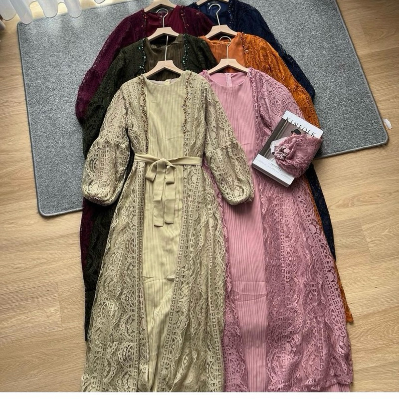 Oclo Zeni dress abaya lace 2in1 lebaran raya series