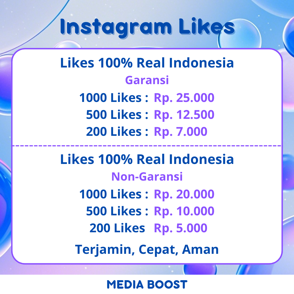 Instagram Likes Indonesia Real Permanen Garansi