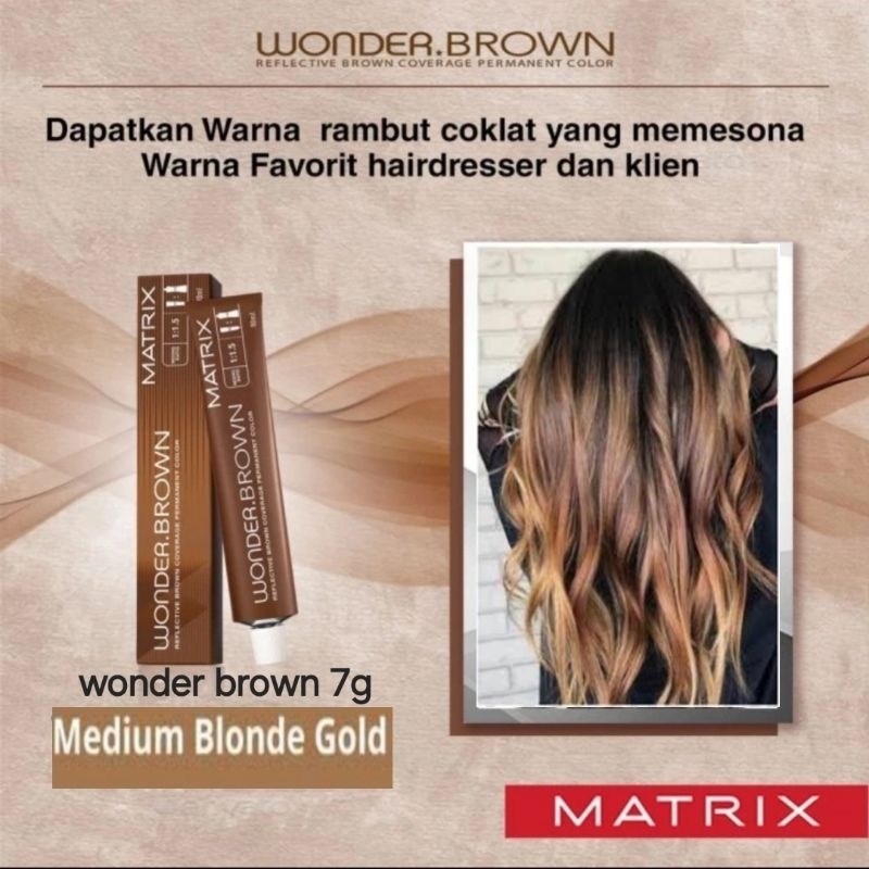 Cat rambut matrix wonder brown wb 7g medium blonde gold pewarna rambut