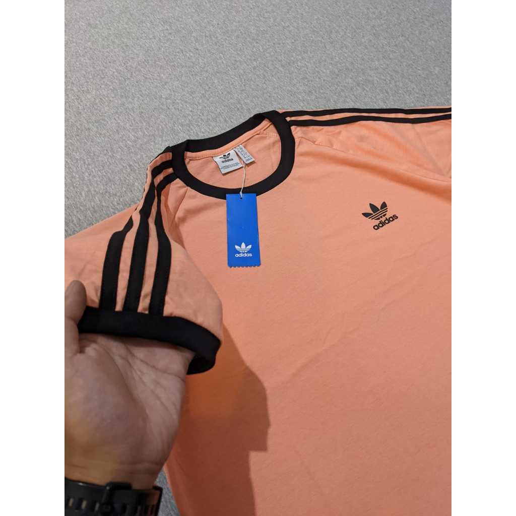 KAOS CASUAL SPORTY 3STRIPE UNISEX PRIA WANITA - WARNA PEACH