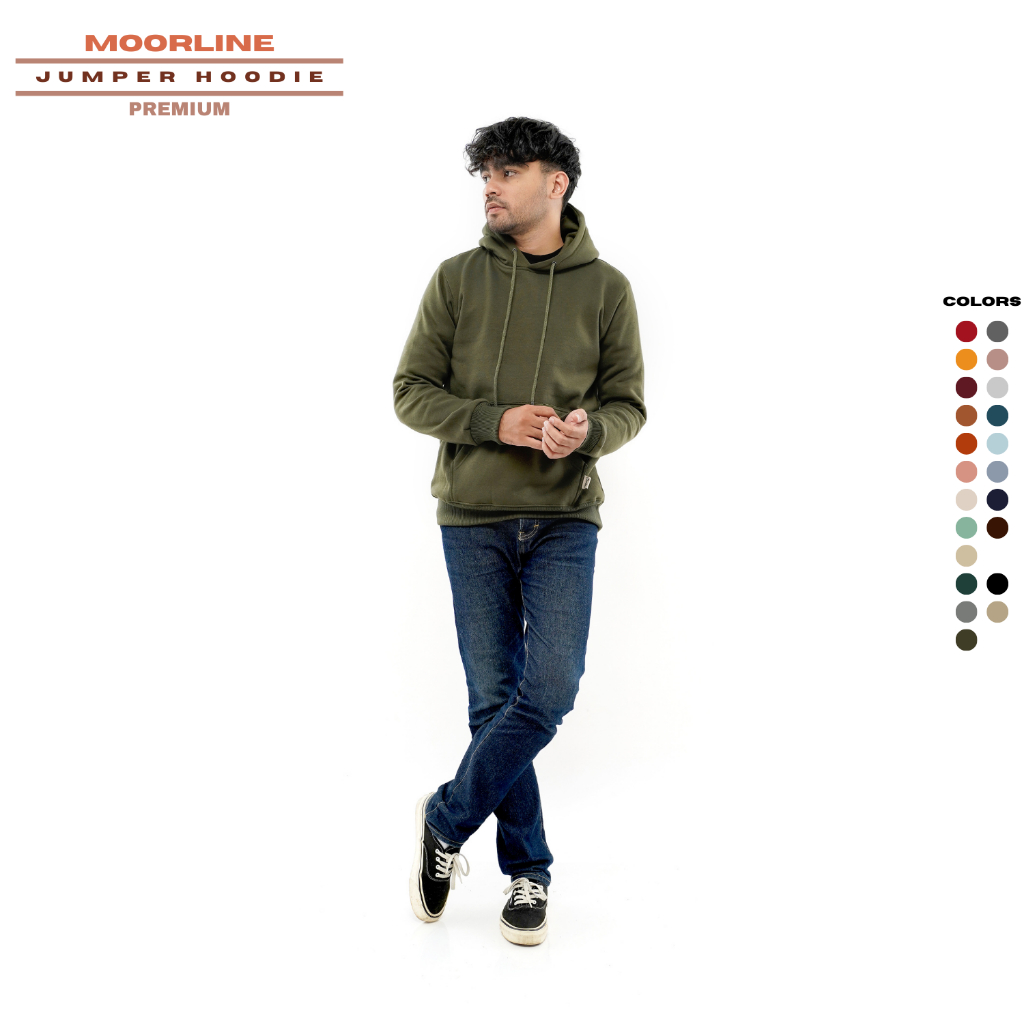 MOORLINE Hoodie Jumper Polos Hijau Army M - XXL ( Pria & Wanita )