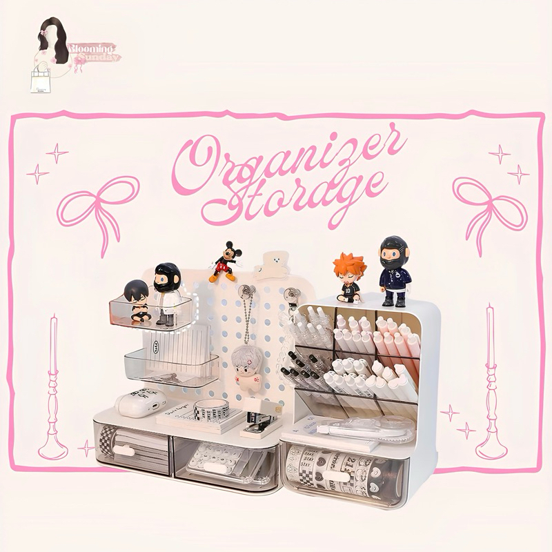 Desktop Organizer Storage Kotak Pensil Meja Laci Mini