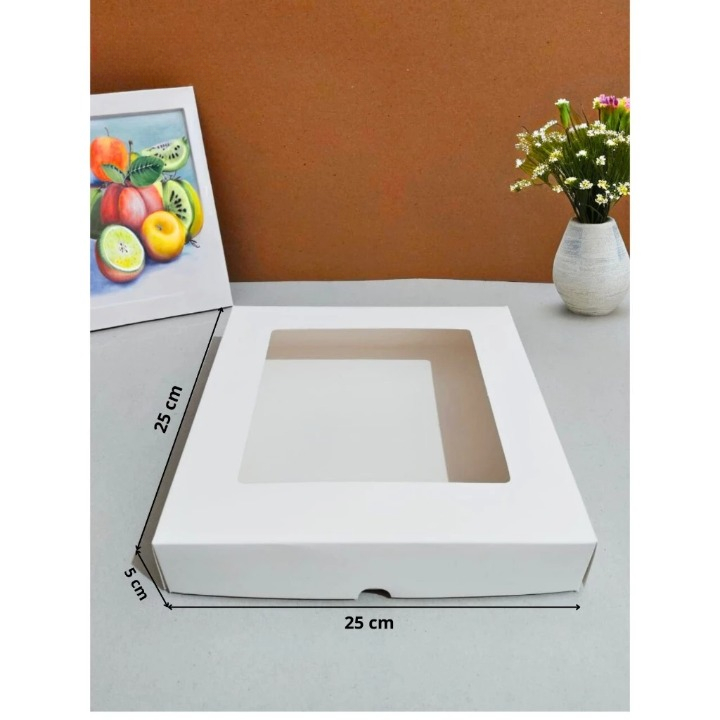 

dus box kue brownies isi 10 pcs kotak roti abhan ivory tebal motif putih polos premium mika jendela