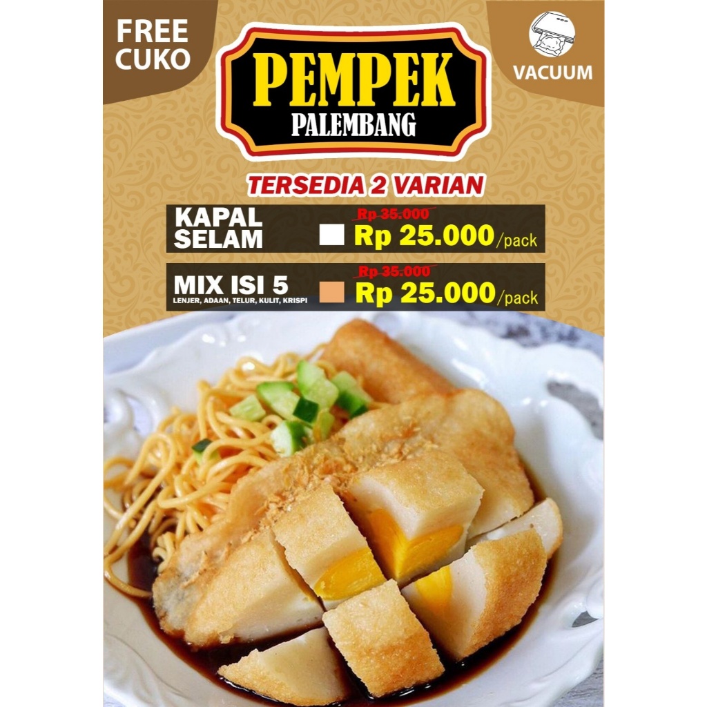 

Incipono Pempek Palembang Mix Isi 5 Adaan Lenjer Telur Kulit Krispi Free Cuko Vakum Frozen Food Halal Premium