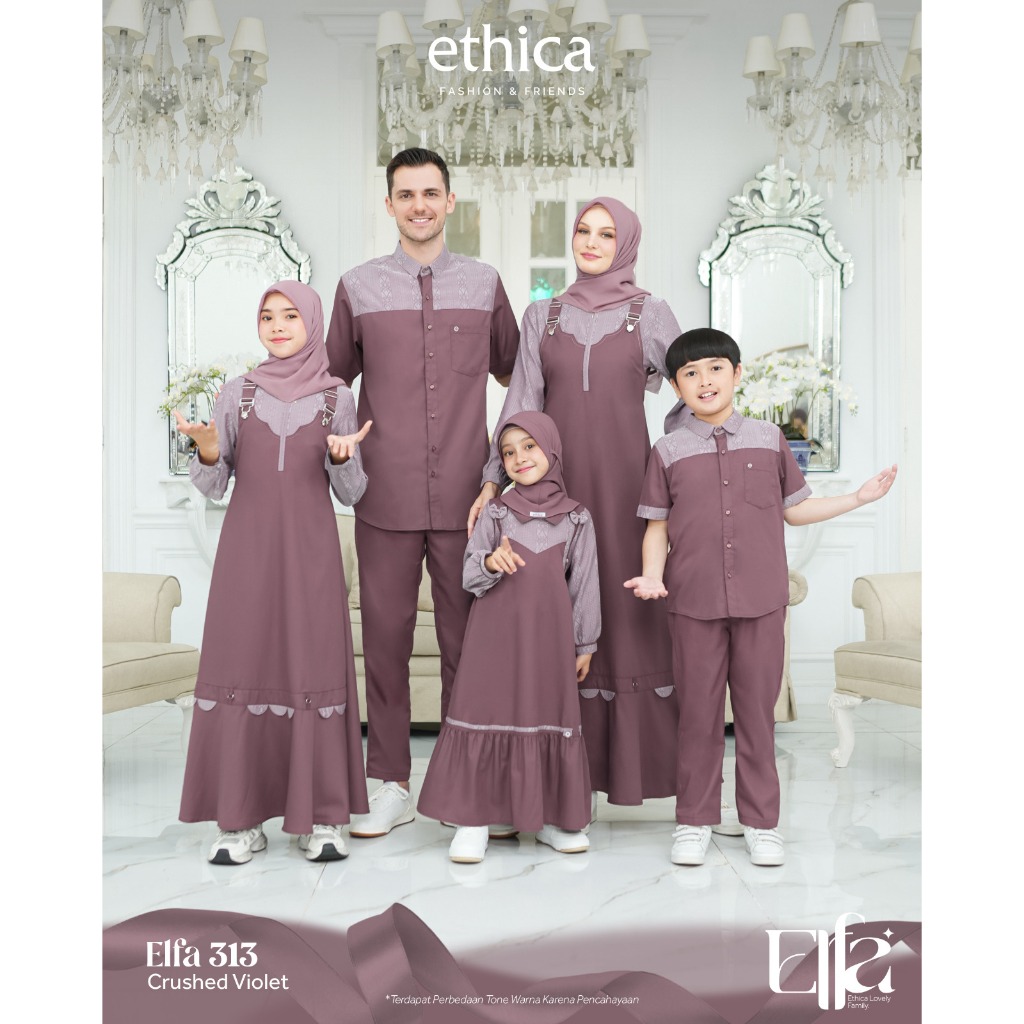 Sarimbit Keluarga 2025 Elfa 313 Crushed Violet Gamis Couple