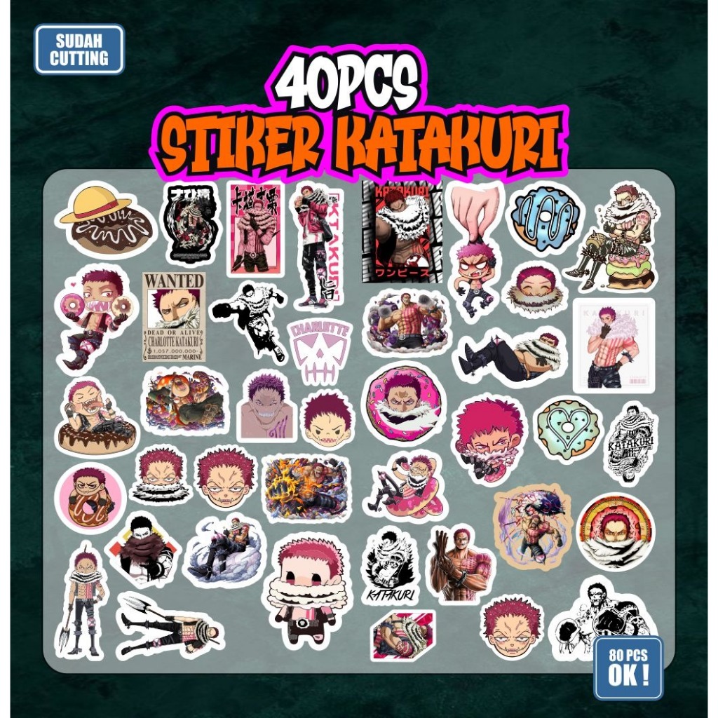 

sudah terpotong stiker pack anime karakter anime katakuri isi 40pcs stiker case dekorasi tinggal tempel