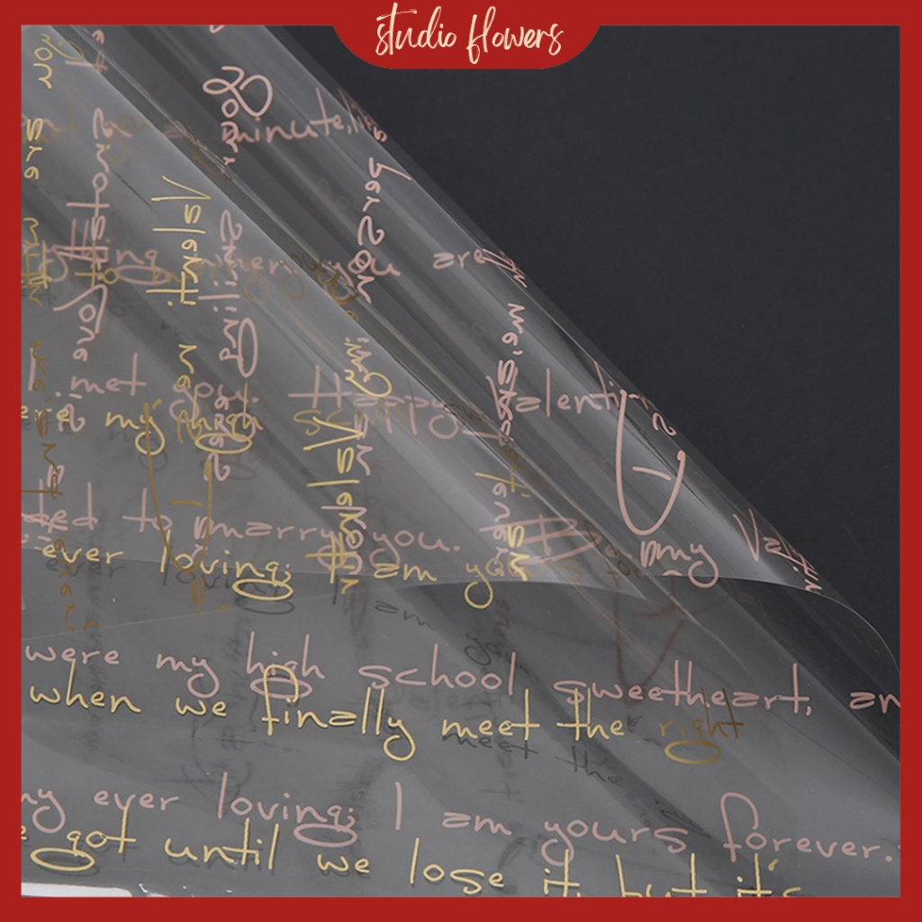 

(20 LEMBAR) Flower Wrapping OPP Transparant List Quotes Buket Bunga Motif Transparan OPP KB6190