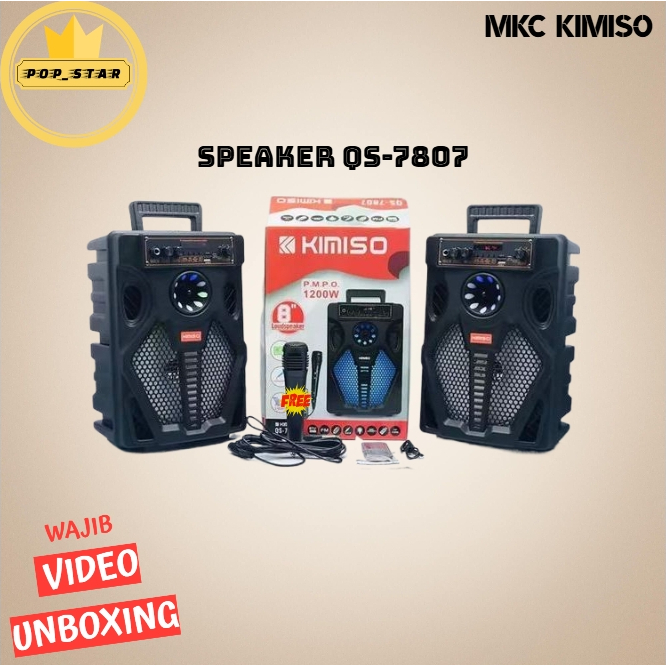 Speaker bluetooth portable QS-7807 8,8inch free mic