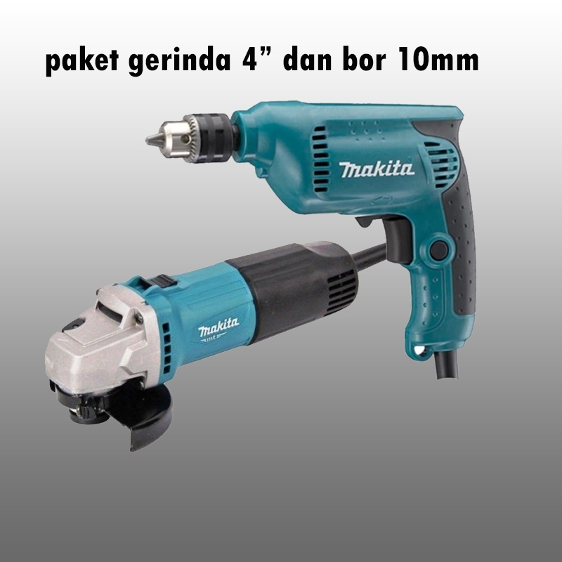 PAKET Mesin Gerinda Tangan Makita 9553B &Mesin Bor Tangan Listrik Bor Besi Kayu 10mm Makita M0600B