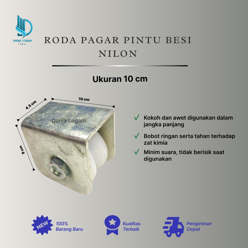 Roda pagar pintu nylon 10 Cm | Roda pagar anti berisik | Aksesoris pagar